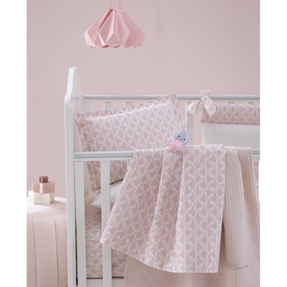 Blumarine baby completo lenzuola lettino biancoconiglio rosa – La Casa del  Corredo